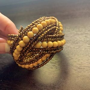 Cuff Beaded Bracelet NWOT Natural Golden Neutral